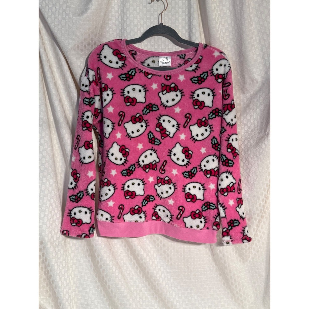 Hello Kitty Plush Sleep Shirt Size Medium Pink Cozy Lounge Top with Holly